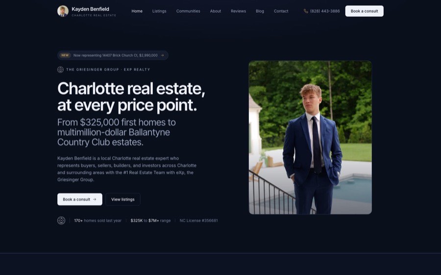 Kayden Benfield real estate website homepage